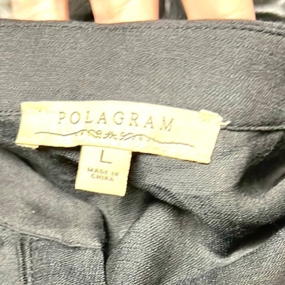 Polagram,Black Cotton-Blend, Cream Floral Embellishment,POCKETS ,EUC Dress,Large - Picture 5 of 16